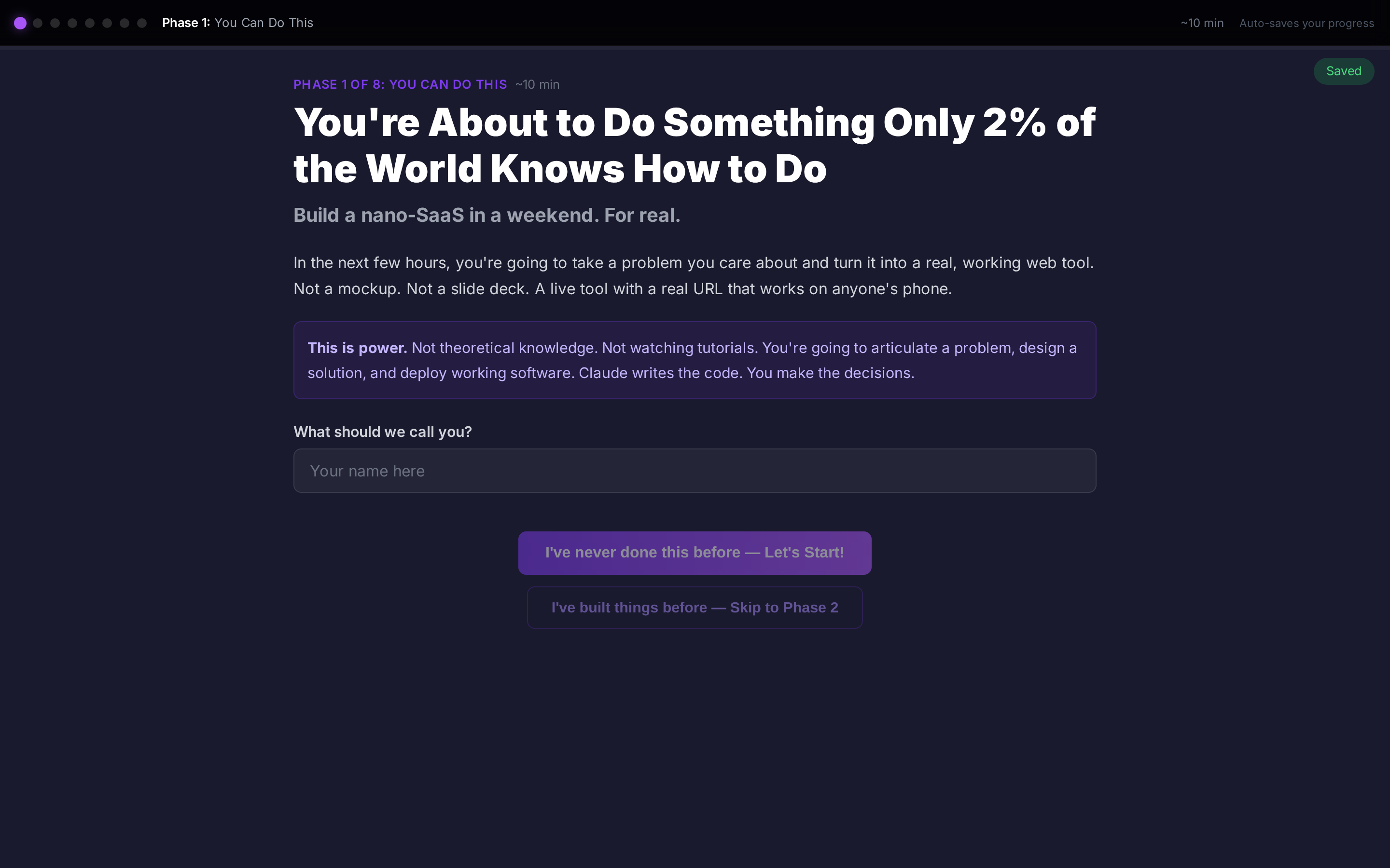 Cohort program intro phase